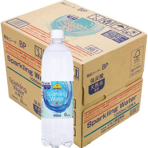 SparklingWater炭酸水＜ケース＞ 1000ml x 12本 トップバリュベストプライス