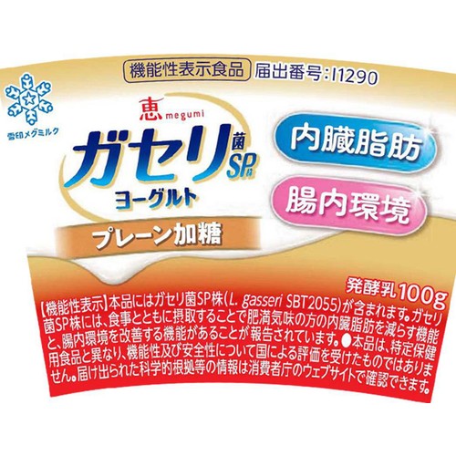 雪印メグミルク 恵 ガセリ菌SP株 プレーン加糖 100g