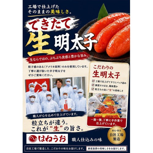 【冷蔵】 漬け込んでから一度も凍らせていない できたて生明太子 2～3本(100g)