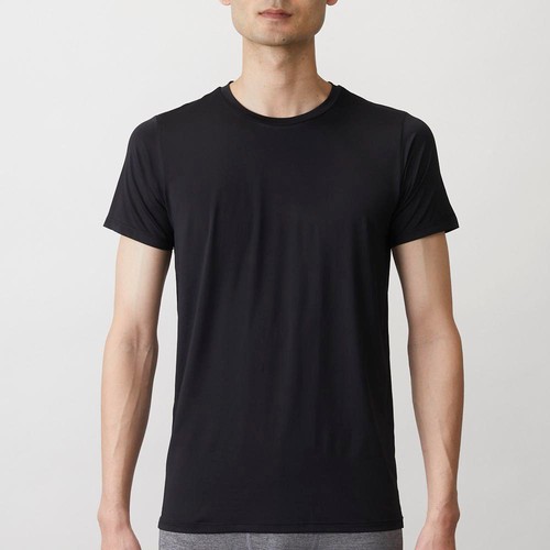 PEACE FIT SilkyFact 紳士 半袖クルーネックシャツ XLクロ トップバリュ