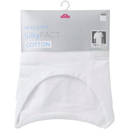PEACE FIT(ピースフィット) SilkyFACT コットン半袖クルーネックTシャツ 紳士 シロ XL トップバリュ