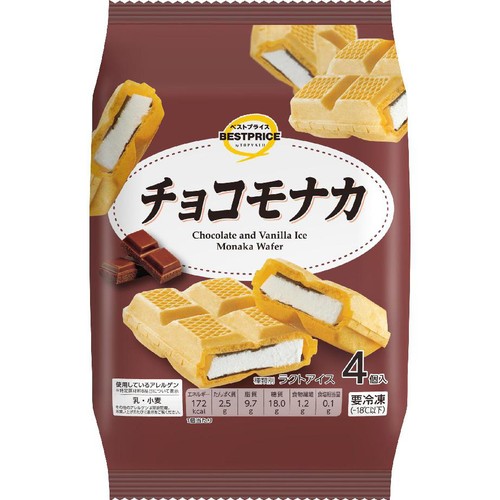チョコモナカ 80ml x 4個 トップバリュベストプライス Green Beans
