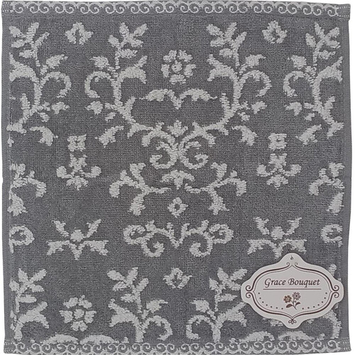 林 無撚糸 グレースアラベスクタオルハンカチ グレー 約25 x 25cm