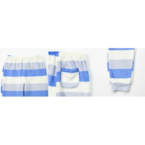 PEACE FIT(ピースフィット)WARM フリース長袖ルームウェア ボーダー 男の子 ブルー 120cm トップバリュ
