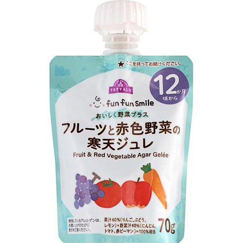 fun fun smile フルーツと赤色野菜の寒天ジュレ 12カ月頃から 70g トップバリュ