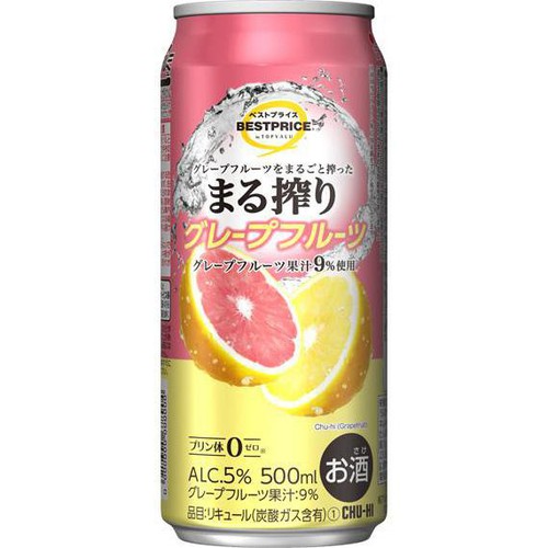 まる搾り グレープフルーツ 500ml トップバリュベストプライス Green