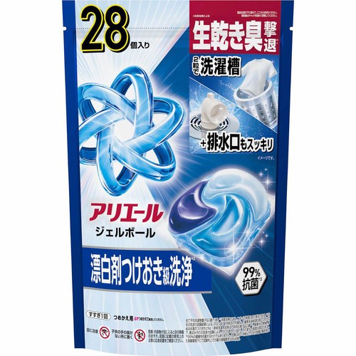 P&G アリエール 洗濯洗剤 ジェルボール プロ 漂白剤つけおき級洗浄 清潔でさわやかな香り つめかえ用 28個入