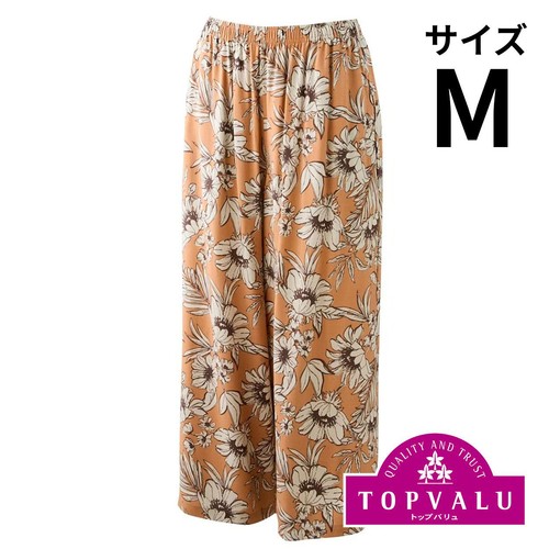 ゆるーむ9分丈パンツ フラワー 婦人 ライトベージュ M トップバリュ