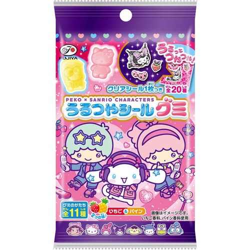 不二家 ペコ × サンリオキャラクターズ うるつやシールグミ 6粒入