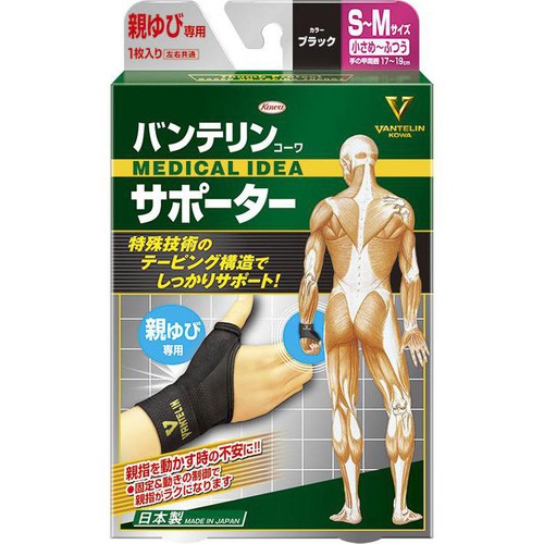 興和 バンテリンコーワサポーター 親ゆび専用 ブラック SーMサイズ