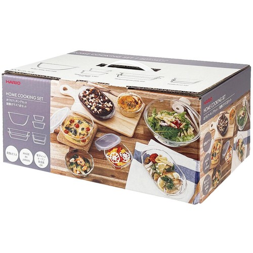 HARIO おうちクッキングセット 耐熱ガラス7点セット Green Beans