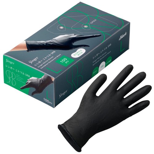 シンガー ニトリルSRB ゴム手袋 ブラック粉なしタイプ Lサイズ 100枚入