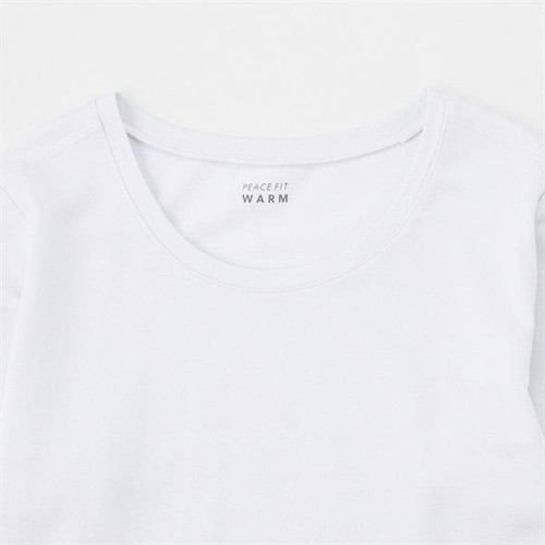 PEACE FIT(ピースフィット) WARM 厚地 9分袖丸首シャツ 女の子 ホワイト 100cm トップバリュ