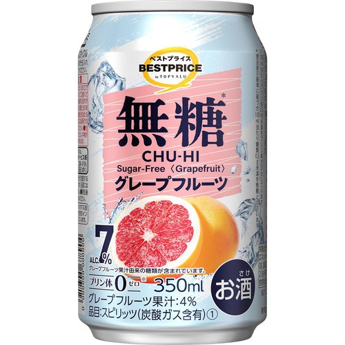 無糖グレープフルーツ 1ケース 350ml x 24本 トップバリュベストプライス