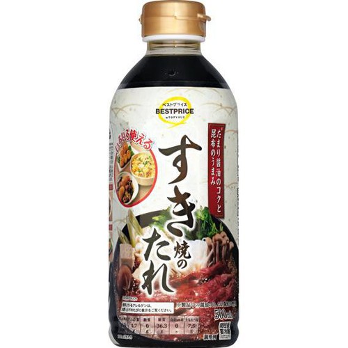 すき焼のたれ　たまり醤油のコクと旨み 500ml トップバリュベストプライス