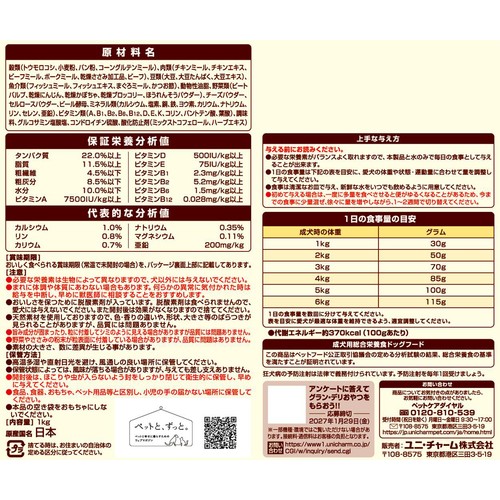 【ペット用】 ユニ・チャーム 国産グラン・デリ フレシャス アダルト超小型犬用 チキン&ビーフ入り 超小粒 1.0kg