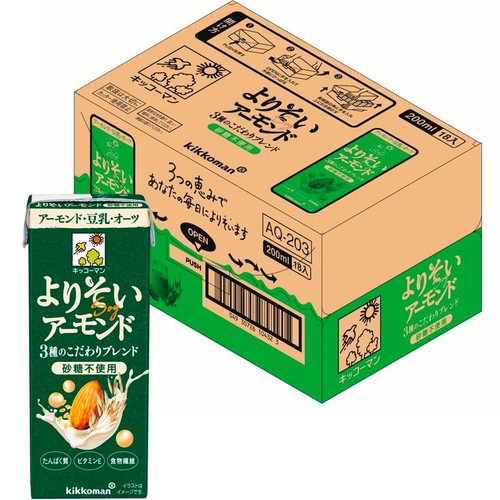 キッコーマンソイフーズ よりそいアーモンド 砂糖不使用 1ケース 200ml x 18本