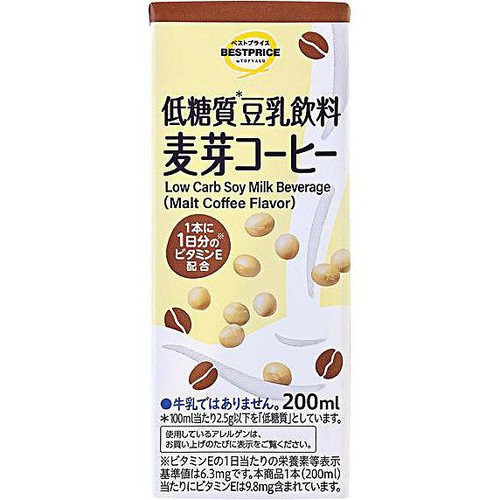 低糖質 豆乳飲料麦芽コーヒー 200ml トップバリュベストプライス