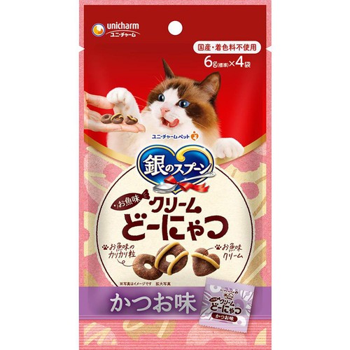 【ペット用】 ユニ・チャーム 銀のスプーンおやつ お魚味クリームどーにゃつ かつお味 24g