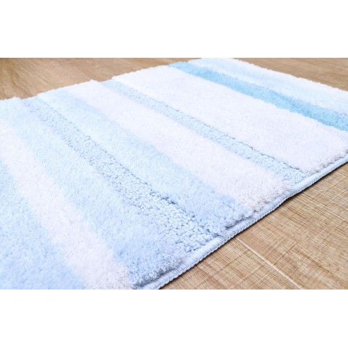 バスマット ふわっとストライプ 35 x 50cm ブルー Green Beans