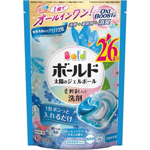 P&G ボールド 太陽のジェルボール フレッシュフラワー&サボンの香り つめかえ用 ハイパージャンボサイズ 26個入