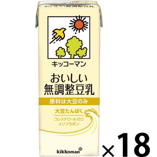 キッコ−マン おいしい無調整豆乳 1ケース 200ml x 18本