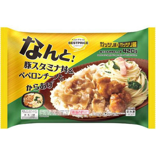 豚スタミナ丼&ぺペロンチーノとからあげ【冷凍】 420g トップバリュベストプライス