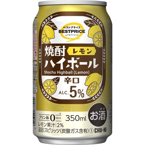 焼酎ハイボール レモン 1ケース 350ml x 24本 トップバリュベストプライス