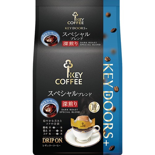 キーコーヒー 【粉】KEYDOORS+ ドリップ オンスペシャルブレンド深煎り 7.5g x 10袋入