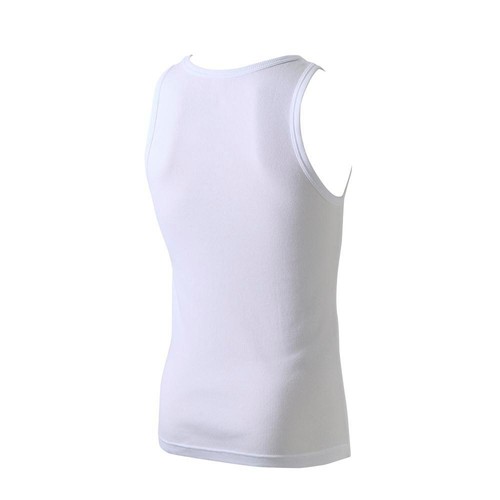 オーガニックコットン100% リブ編みタンクトップ 紳士 シロ L トップ