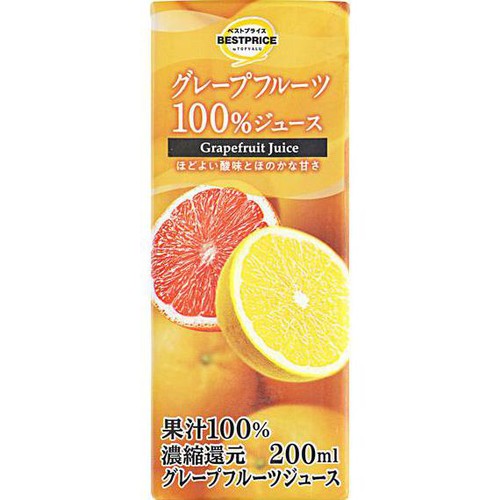 グレープフルーツ100%ジュース 200ml トップバリュ ベストプライス