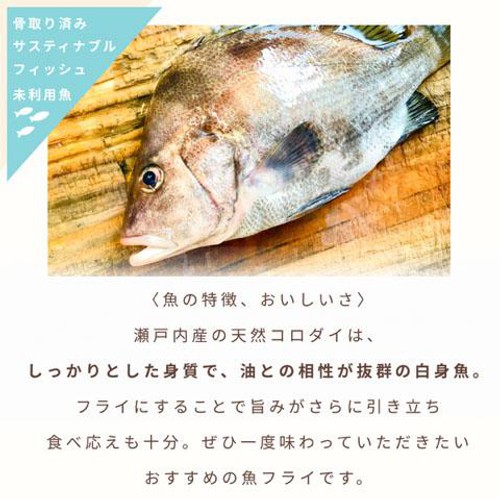【冷凍】Umiのアトリエ 未利用魚 サスティナブルフィッシュ 愛媛県産コロダイのフライ 骨取済み 40g(2切入)