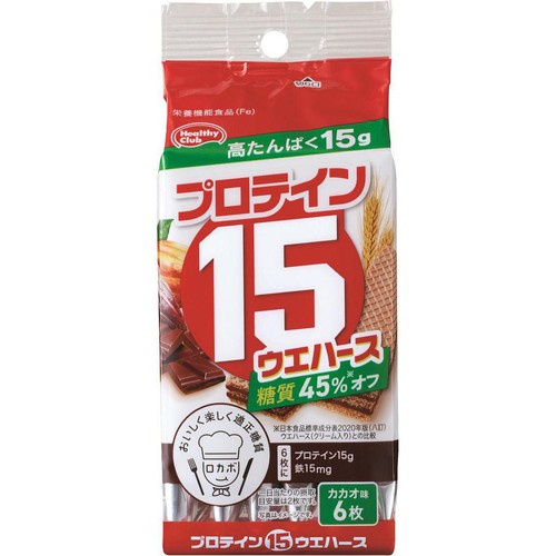ハマダコンフェクト プロテイン15ウエハース カカオ 6枚