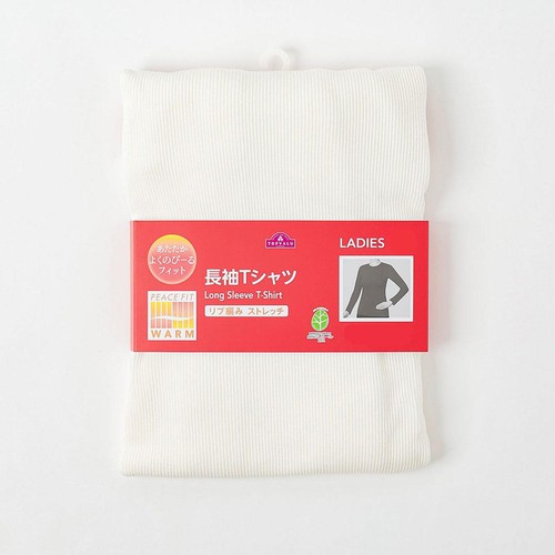 PEACE FIT (ピースフィット) WARM よくのびーる 長袖Tシャツ 婦人 オフホワイト L トップバリュ