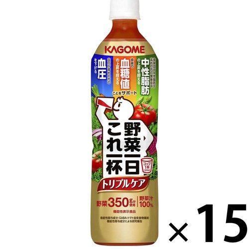 カゴメ 野菜一日これ一杯トリプルケア 1ケース 720ml x 15本 Green