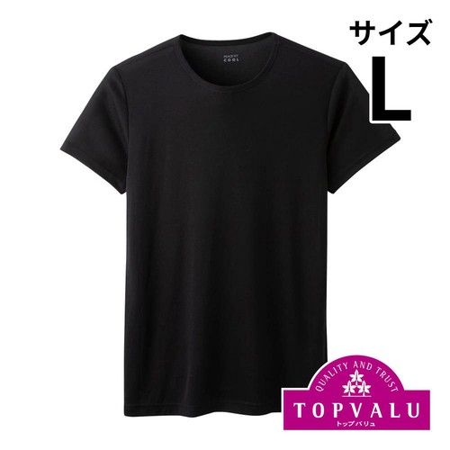 PEACE FIT(ピースフィット) COOL 半袖クルーネックシャツ 紳士 クロ L トップバリュ