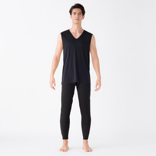 PEACE FIT(ピースフィット) COOL 接触冷感スリーブレスVネックシャツ 紳士 クロ L トップバリュ