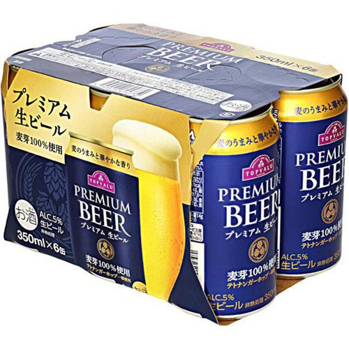 プレミアム生ビール＜6缶パック＞ 350ml x 6本 トップバリュ Green