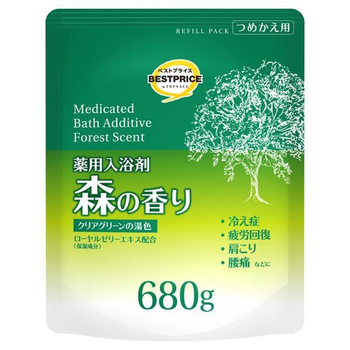 [薬用]入浴剤森の香り クリアグリーンの湯色 つめかえ用 680g トップバリュベストプライス