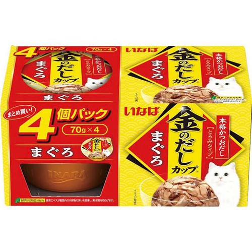 【ペット用】 いなば 金のだしカップ まぐろ 本格かつおだし とろみタイプ 70g x 4個