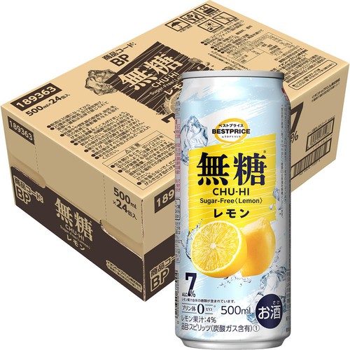 無糖レモン 1ケース 500ml x 24本 トップバリュベストプライス