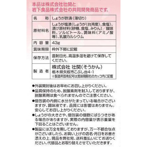 壮関 おつまみになった岩下の新生姜 43g