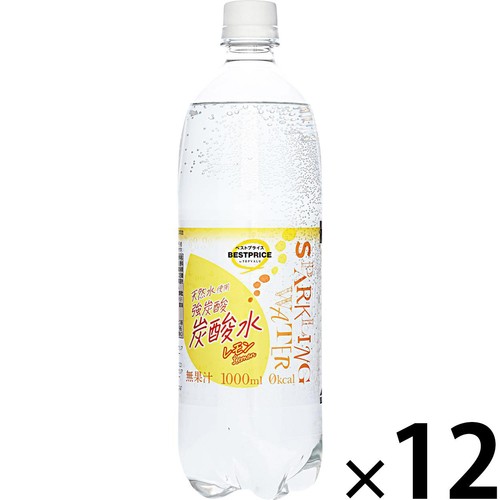 SparklingWater 炭酸水レモン 1ケース 1000ml x 12本 トップバリュベストプライス