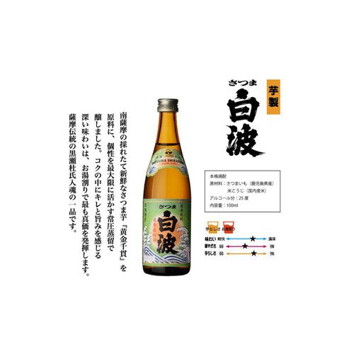 薩摩 25度 本格焼酎 さつま白波五人男 100ml x  5本