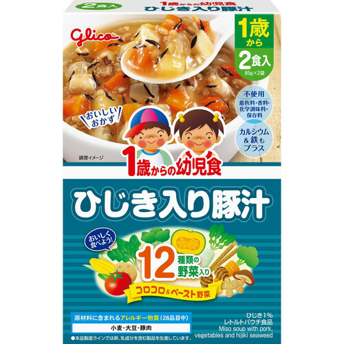 江崎グリコ 1歳からの幼児食 ひじき入り豚汁 85g x 2袋入 Green Beans