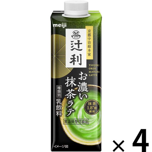明治 辻利 お濃い抹茶ラテ お買得セット 1ケース 210ml x 4本 Green
