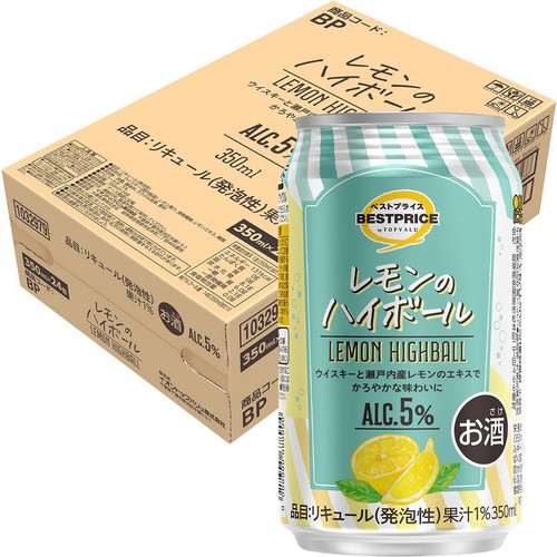 【5%】レモンのハイボール 1ケース 350ml x 24本 トップバリュベストプライス