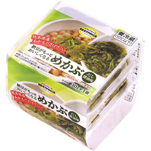 熊本県産あかもく(ぎばさ)入りめかぶ だし醤油味 30g x 3個 トップバリュベストプライス