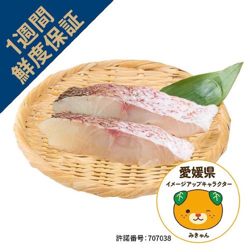 [鮮度+]【冷蔵】愛媛県産 活〆真鯛切身(養殖・加熱用) 90g x 2切