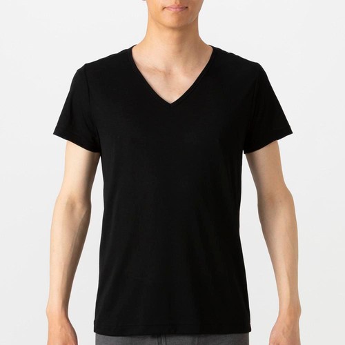 PEACE FIT(ピースフィット) COOL 半袖Vネックシャツ 紳士 クロ XL トップバリュ